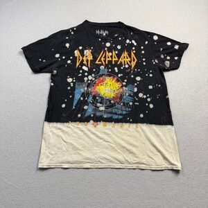 Def Leppard Pyromania Bleached Band Tee Medium Rock T Shirt